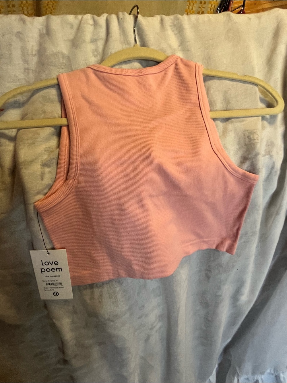 Love Poem Pink Rhinestone Ribbed Cropped Tank - Picture 2 of 3